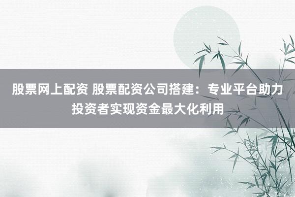 股票网上配资 股票配资公司搭建：专业平台助力投资者实现资金最大化利用
