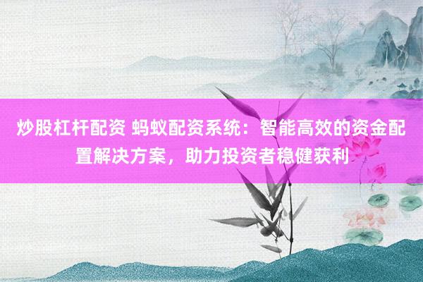 炒股杠杆配资 蚂蚁配资系统：智能高效的资金配置解决方案，助力投资者稳健获利