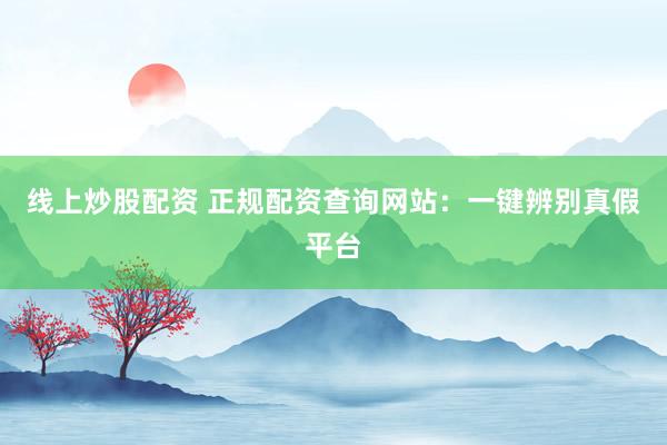 线上炒股配资 正规配资查询网站：一键辨别真假平台