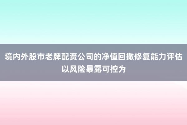 境内外股市老牌配资公司的净值回撤修复能力评估以风险暴露可控为