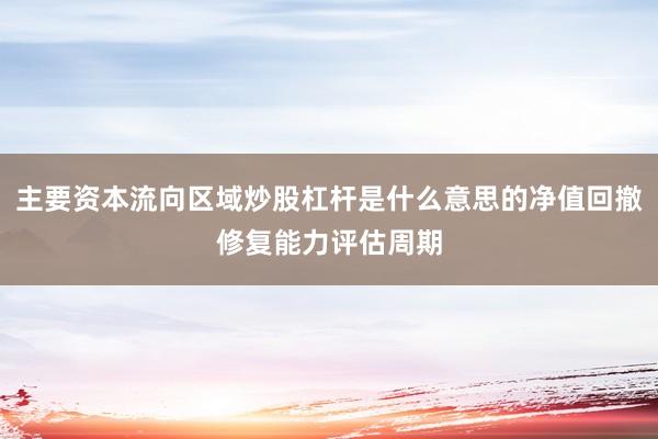 主要资本流向区域炒股杠杆是什么意思的净值回撤修复能力评估周期