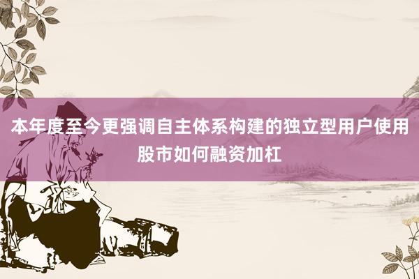 本年度至今更强调自主体系构建的独立型用户使用股市如何融资加杠