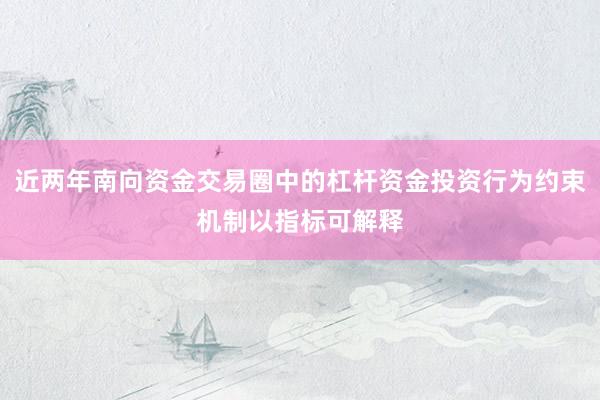 近两年南向资金交易圈中的杠杆资金投资行为约束机制以指标可解释